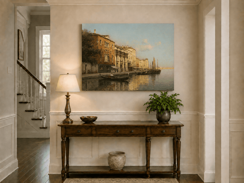 Landscape Oil Painting - Venetian Grand Canal Gondolas