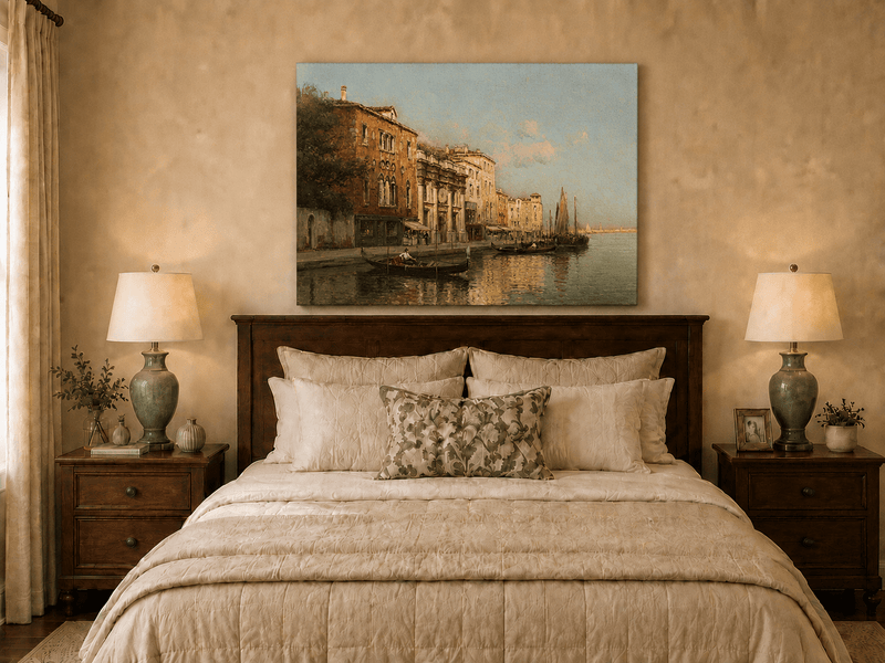 Landscape Oil Painting - Venetian Grand Canal Gondolas