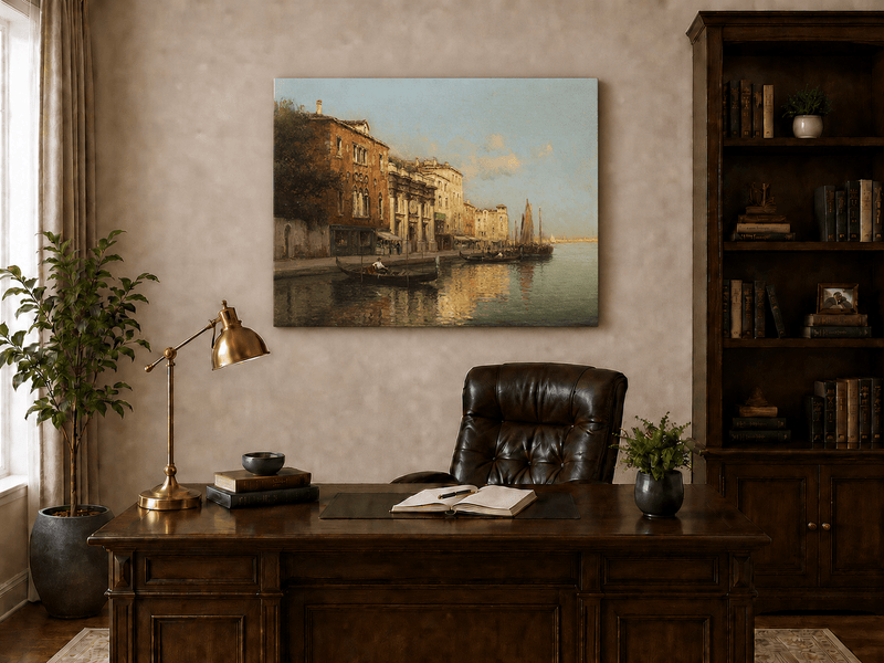 Landscape Oil Painting - Venetian Grand Canal Gondolas
