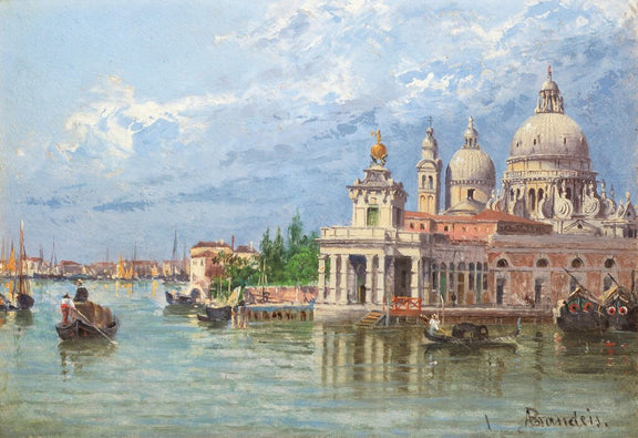 Landscape Oil Painting - Venice Basilica and Gondolas on Canal - Oil Painting Haven