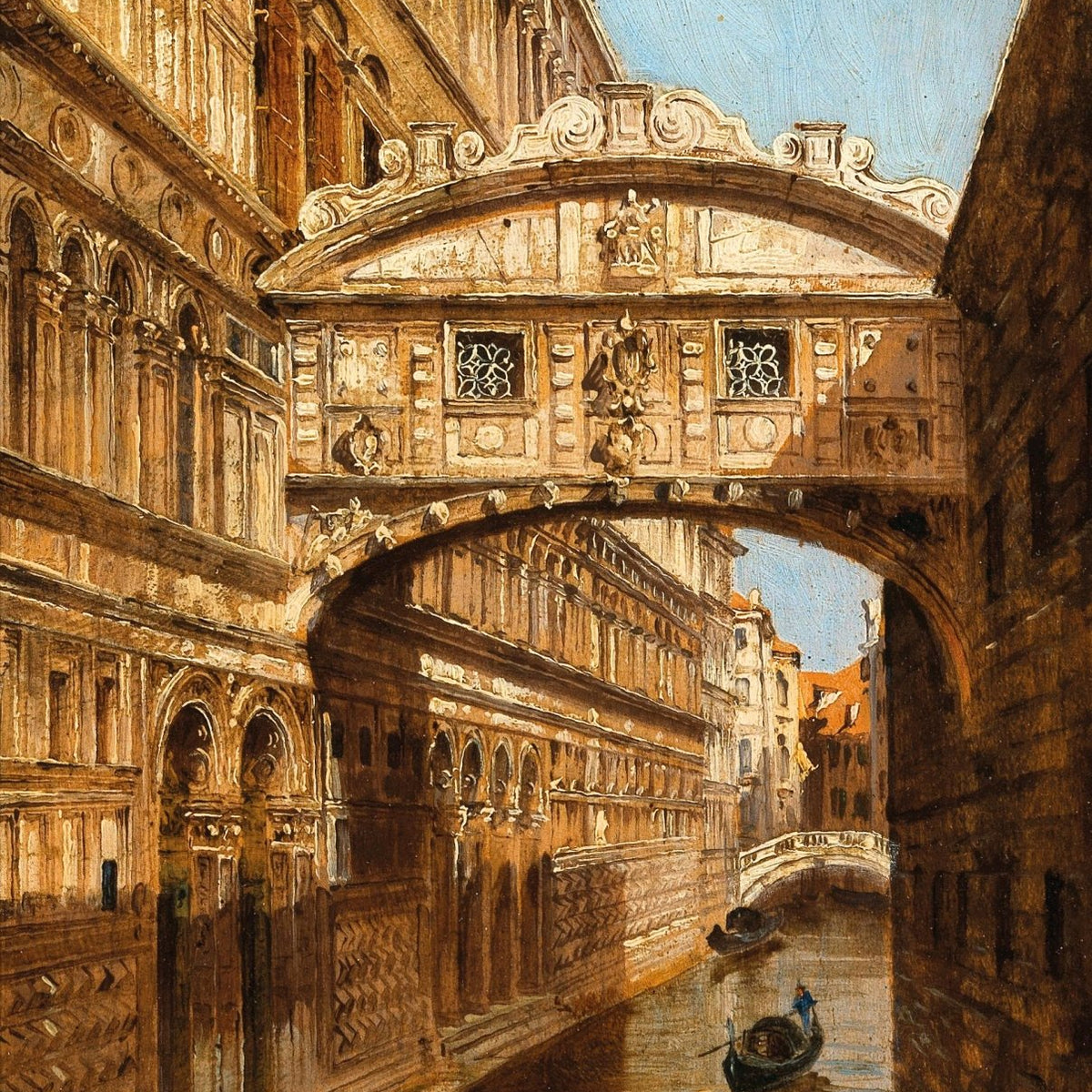 Hand-painted venice bridge of sighs canal scene landscape oil painting on canvas