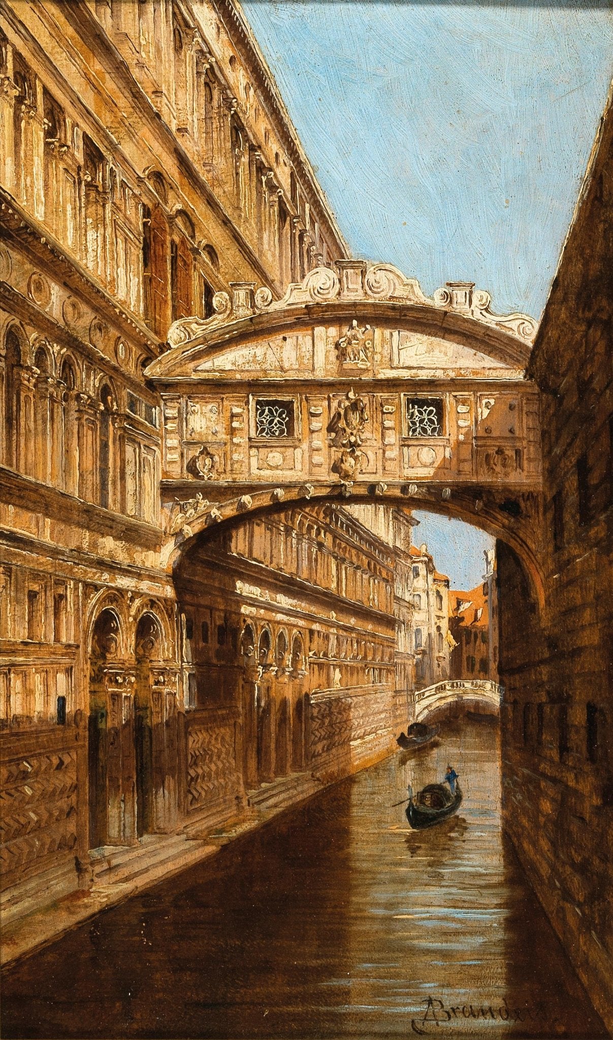 Hand-painted venice bridge of sighs canal scene landscape oil painting on canvas