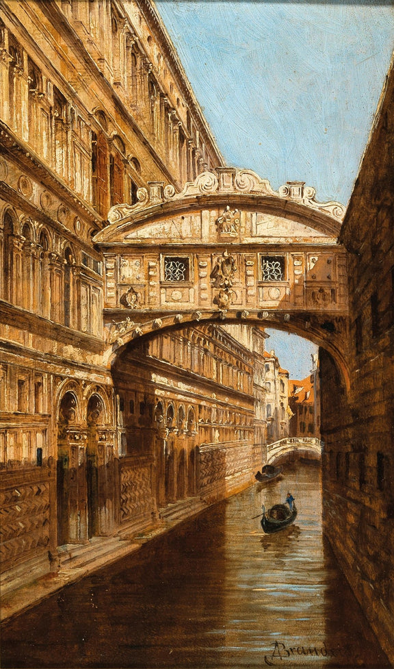 Hand-painted venice bridge of sighs canal scene landscape oil painting on canvas