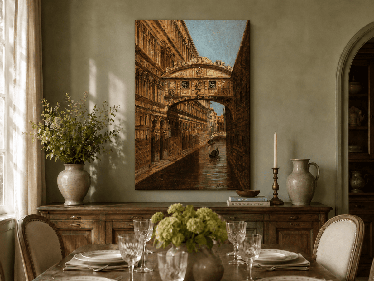 Peinture à l'huile de paysage - Rivière printanière avec pêcheur et arbres