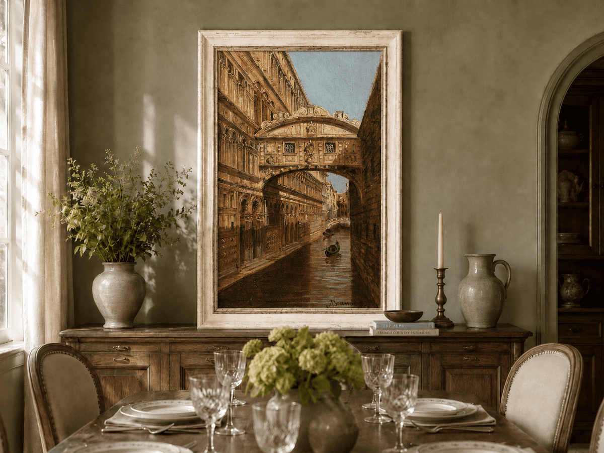 Peinture à l'huile de paysage - Rivière printanière avec pêcheur et arbres