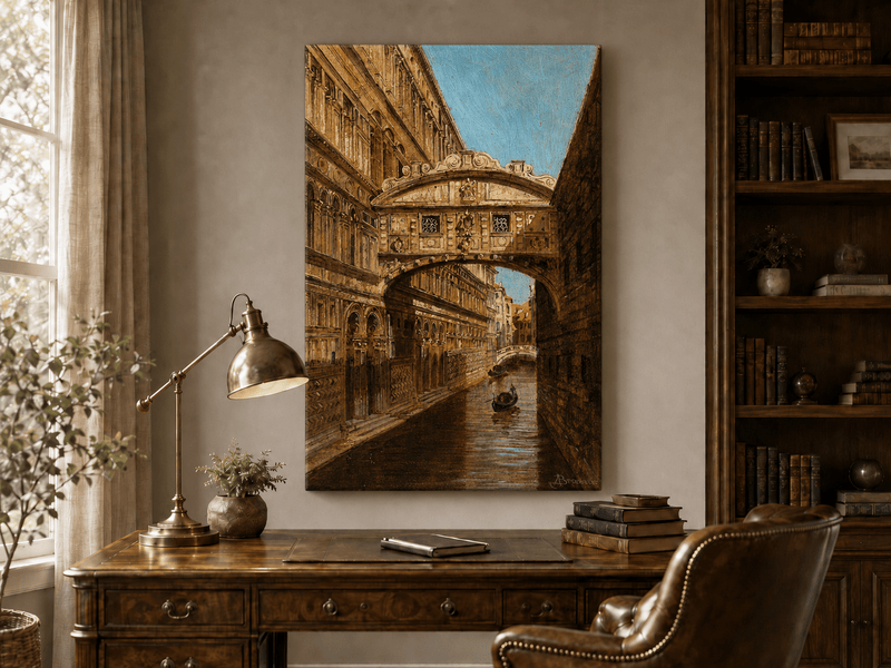 Peinture à l'huile de paysage - Rivière printanière avec pêcheur et arbres