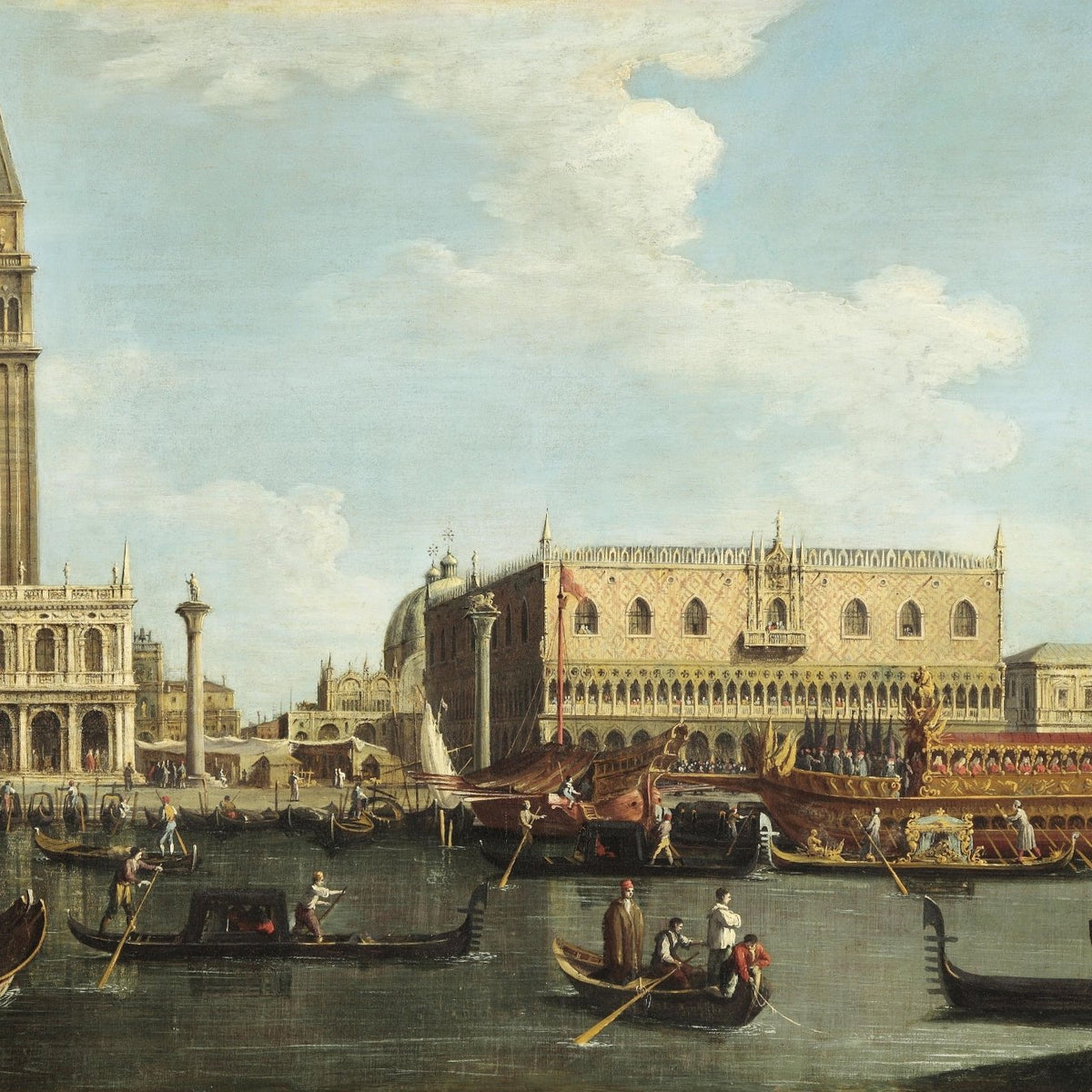 Landscape Oil Painting - Venice: Campanile, Palace & Bucintoro Barge - Oil Painting Haven