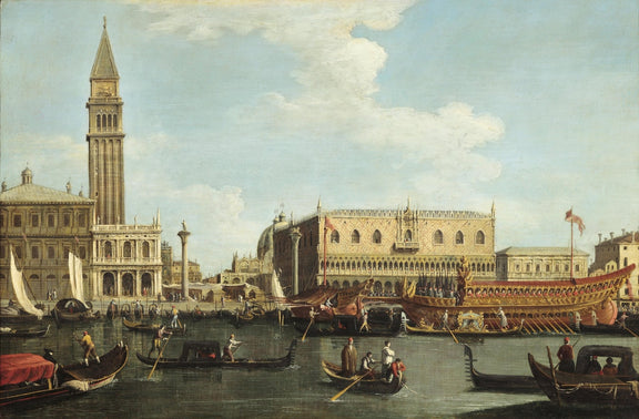 Landscape Oil Painting - Venice: Campanile, Palace & Bucintoro Barge - Oil Painting Haven