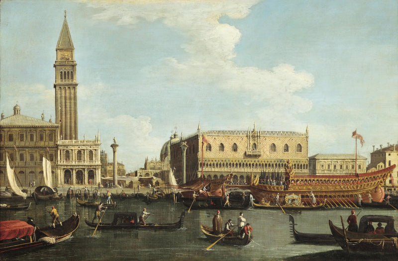 Landscape Oil Painting - Venice: Campanile, Palace & Bucintoro Barge - Oil Painting Haven