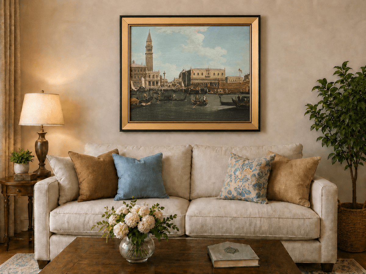 Landscape Oil Painting - Venice: Campanile, Palace & Bucintoro