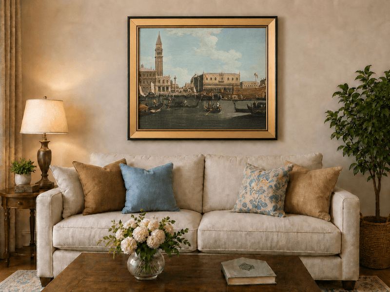 Landscape Oil Painting - Venice: Campanile, Palace & Bucintoro