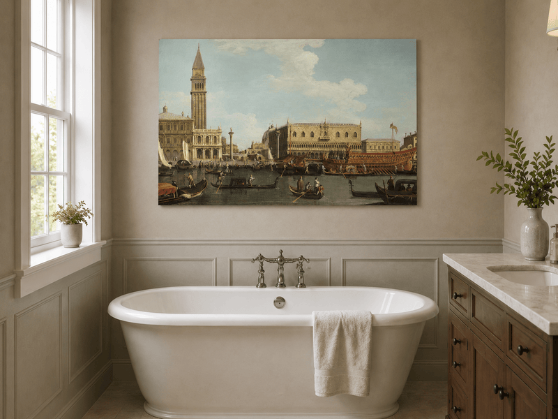 Landscape Oil Painting - Venice: Campanile, Palace & Bucintoro