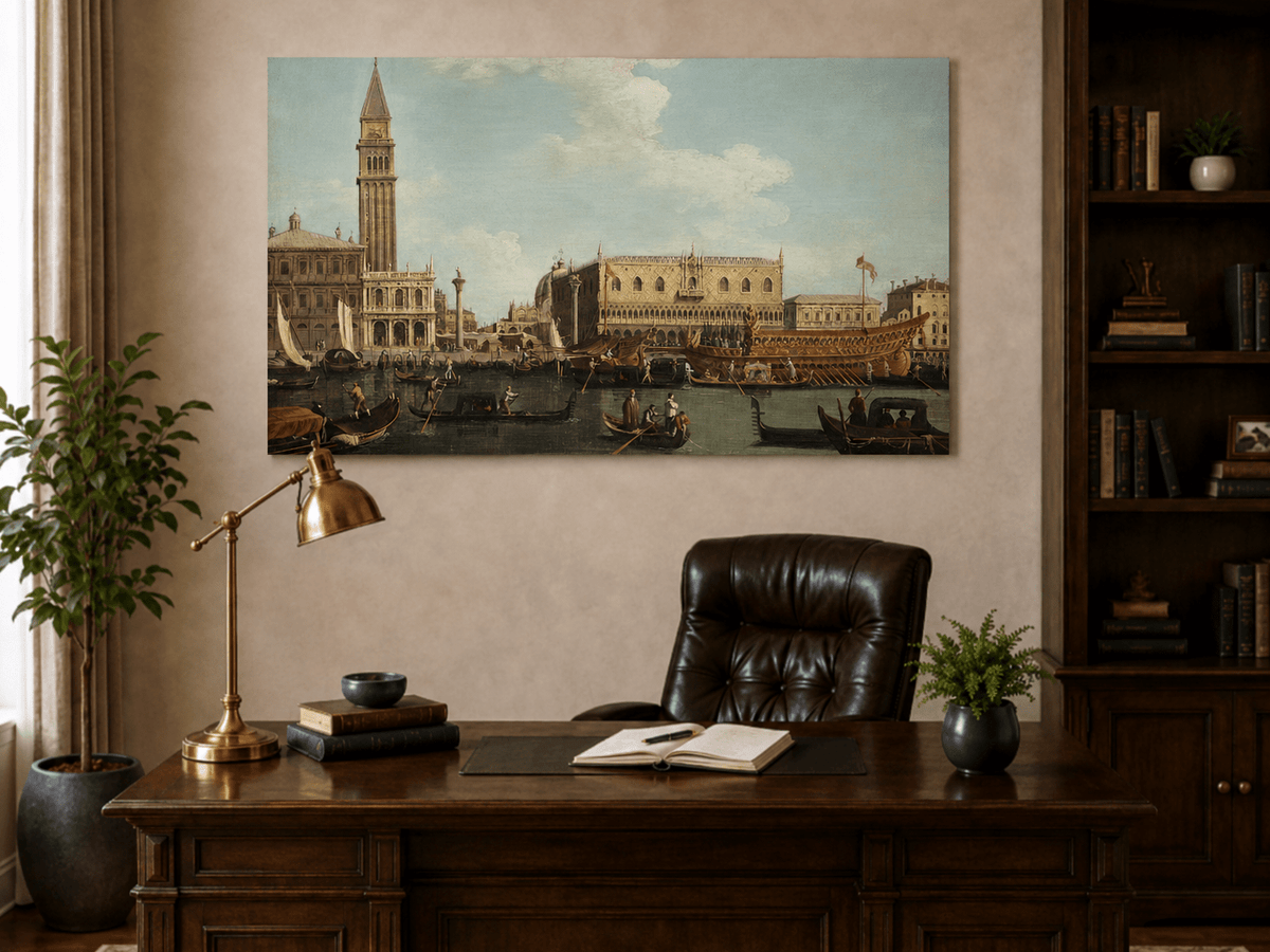 Landscape Oil Painting - Venice: Campanile, Palace & Bucintoro