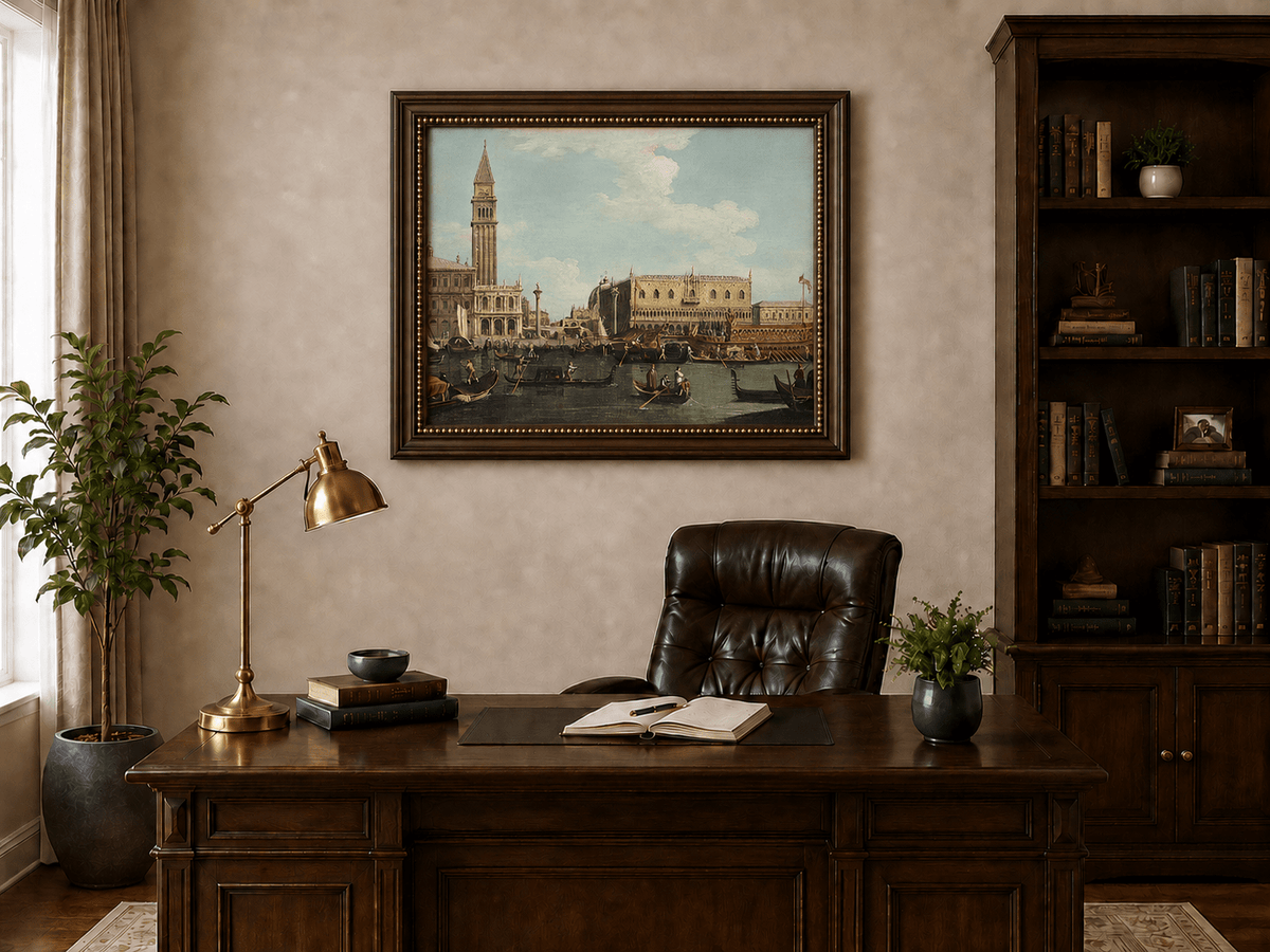 Landscape Oil Painting - Venice: Campanile, Palace & Bucintoro