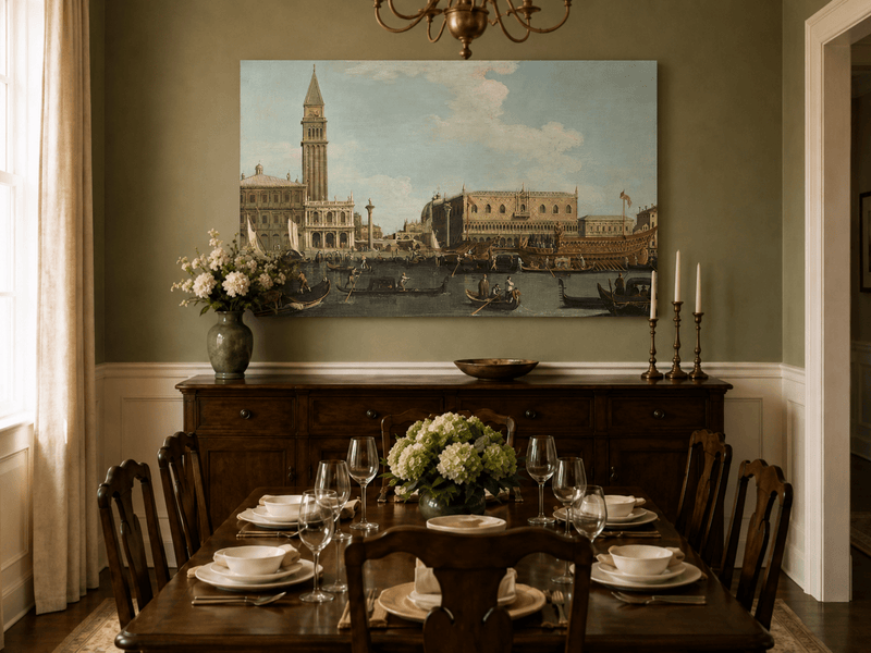 Landscape Oil Painting - Venice: Campanile, Palace & Bucintoro