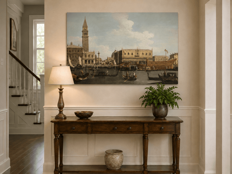 Landscape Oil Painting - Venice: Campanile, Palace & Bucintoro