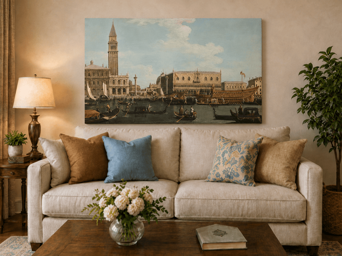 Landscape Oil Painting - Venice: Campanile, Palace & Bucintoro