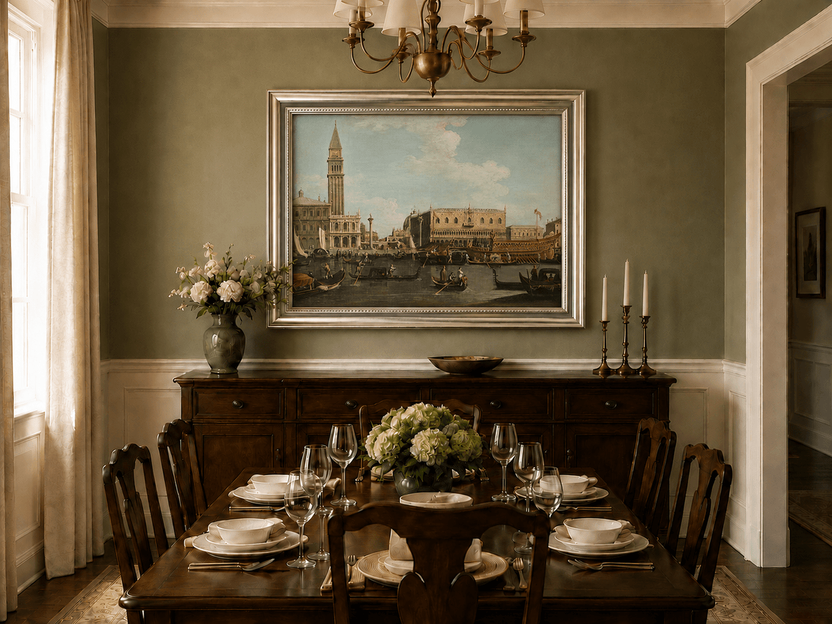 Landscape Oil Painting - Venice: Campanile, Palace & Bucintoro