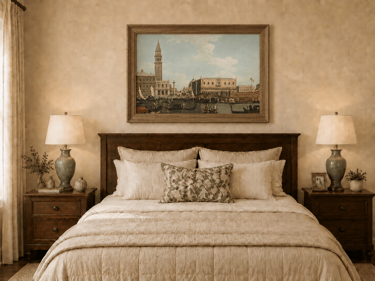 Landscape Oil Painting - Venice: Campanile, Palace & Bucintoro