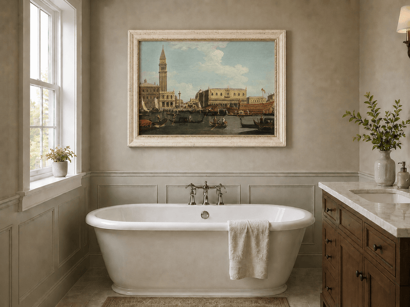 Landscape Oil Painting - Venice: Campanile, Palace & Bucintoro