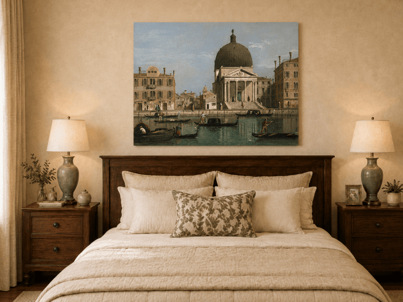 Landscape Oil Painting - Venice Canal and Church View