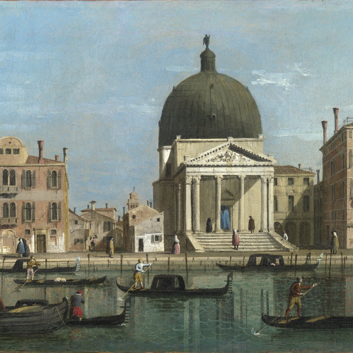Hand-painted venice canal and church view landscape oil painting on canvas