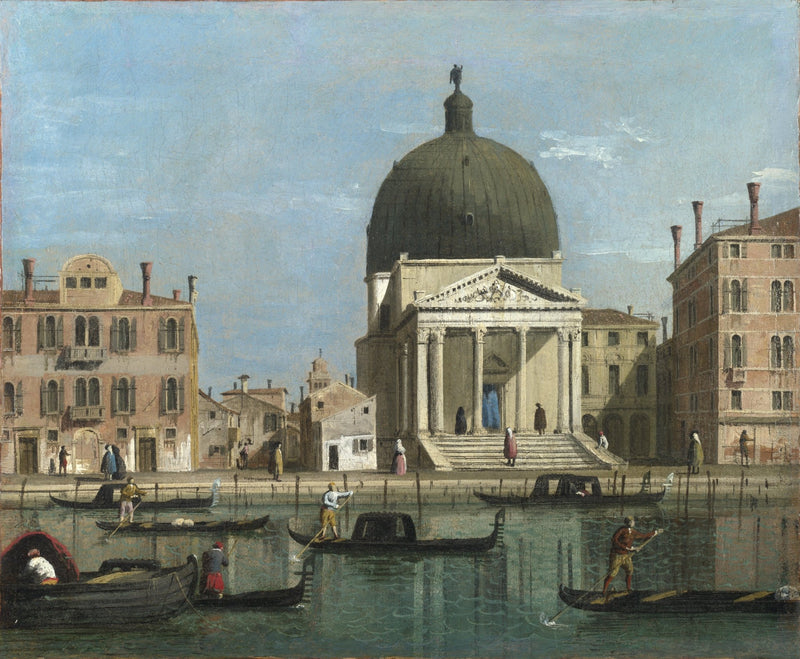 Hand-painted venice canal and church view landscape oil painting on canvas