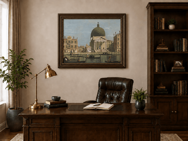 Landscape Oil Painting - Venice Canal and Church View
