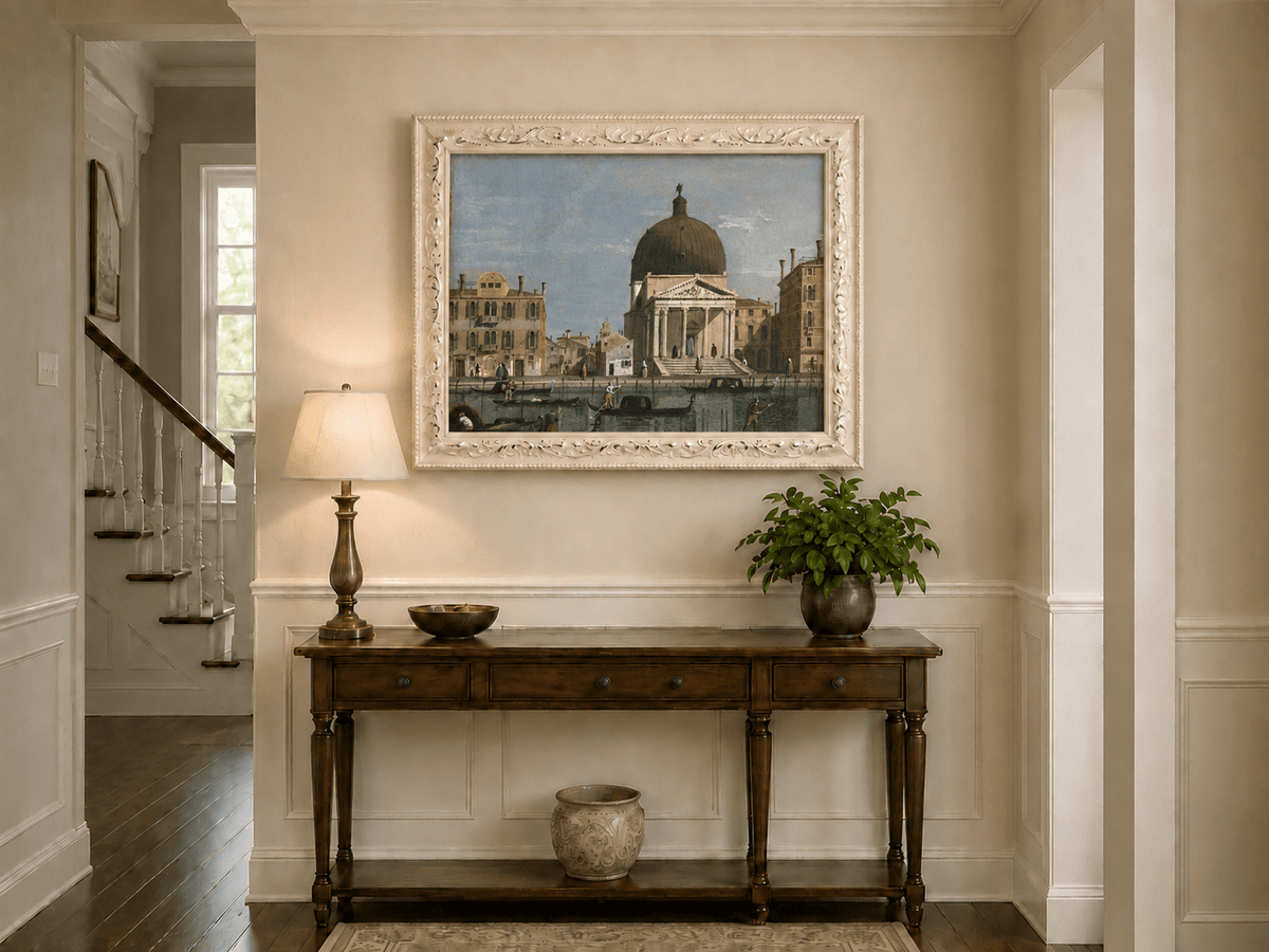 Landscape Oil Painting - Venice Canal and Church View