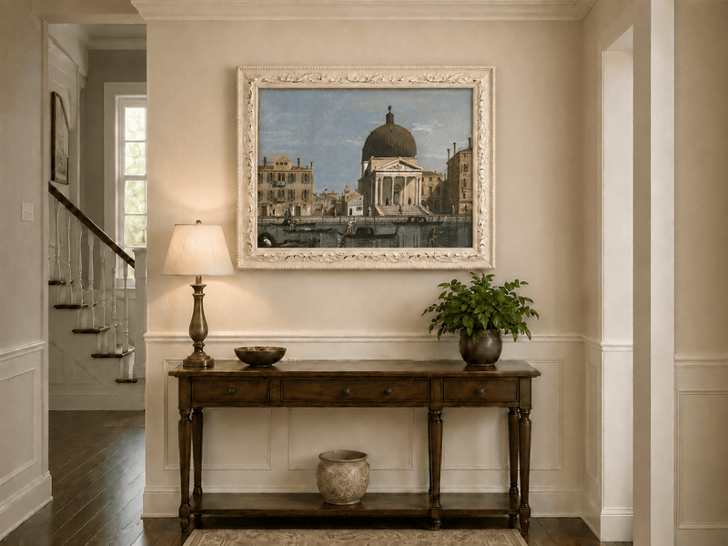 Landscape Oil Painting - Venice Canal and Church View