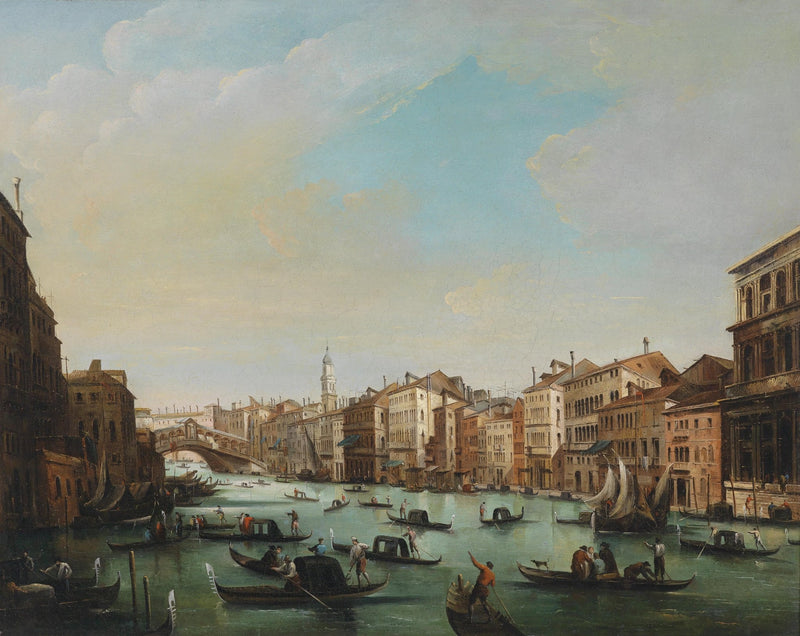 Landscape Oil Painting - Venice Canal Cityscape & Arch Bridge, Gondolas - Oil Painting Haven
