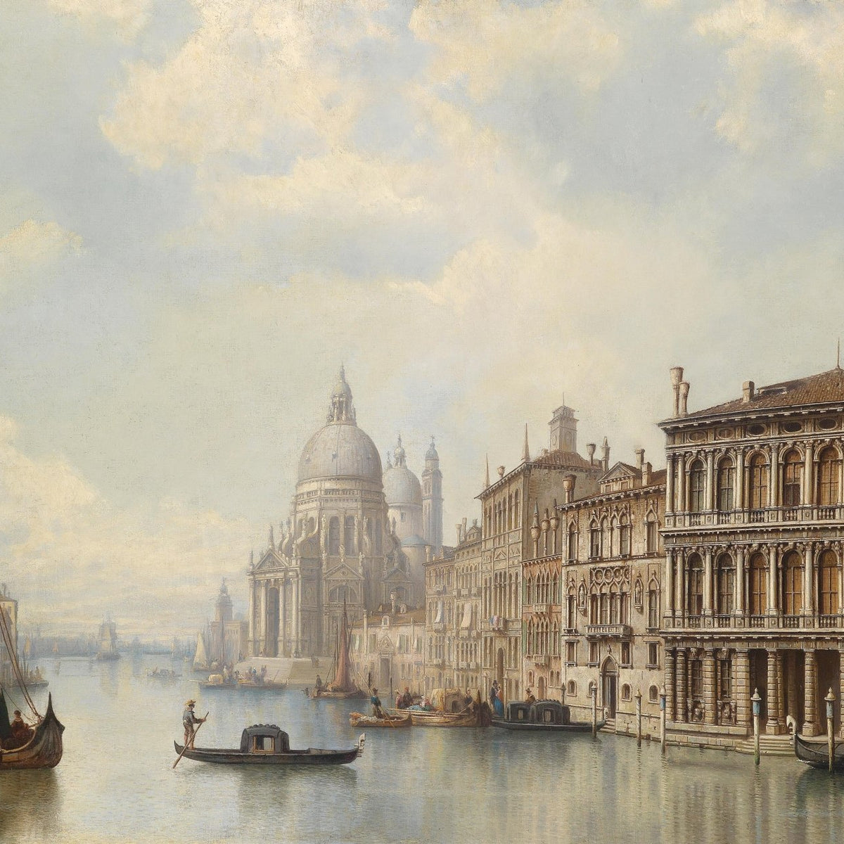 Landscape Oil Painting - Venice & canal, domed church - Oil Painting Haven