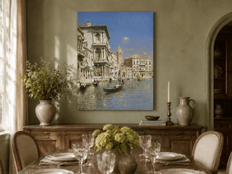 Landschaft Ölgemälde - Venedig Kanal Gondel, Historische Paläste