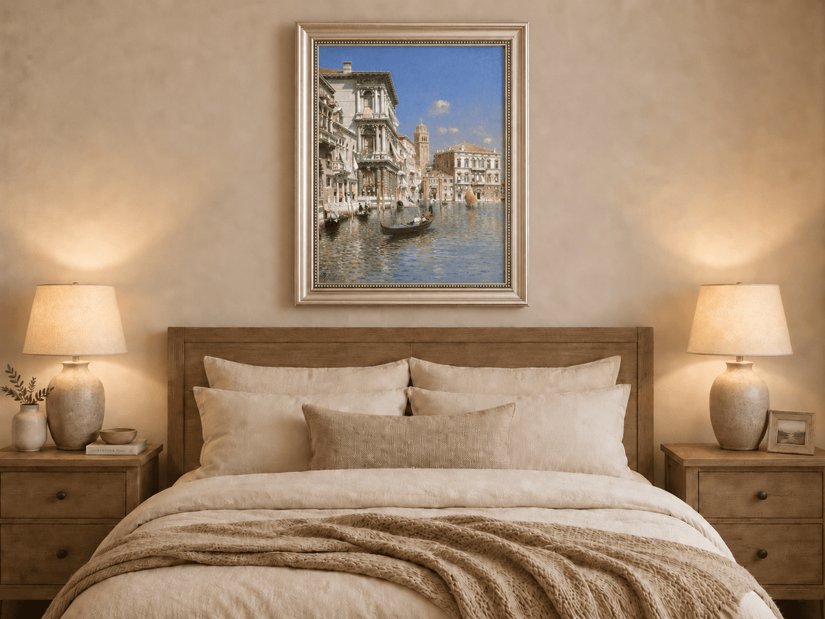 Landschaft Ölgemälde - Venedig Kanal Gondel, Historische Paläste