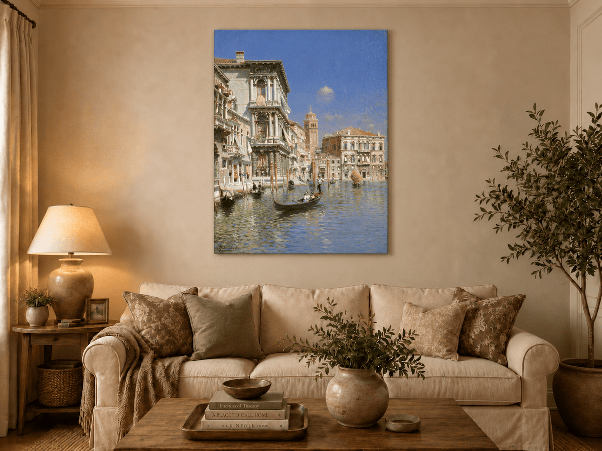 Landschaft Ölgemälde - Venedig Kanal Gondel, Historische Paläste