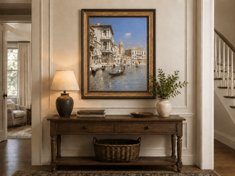 Landschaft Ölgemälde - Venedig Kanal Gondel, Historische Paläste