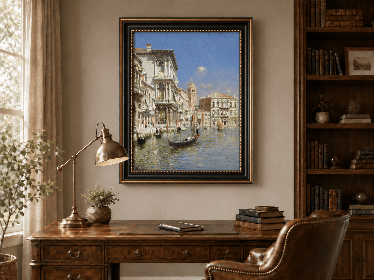 Landschaft Ölgemälde - Venedig Kanal Gondel, Historische Paläste