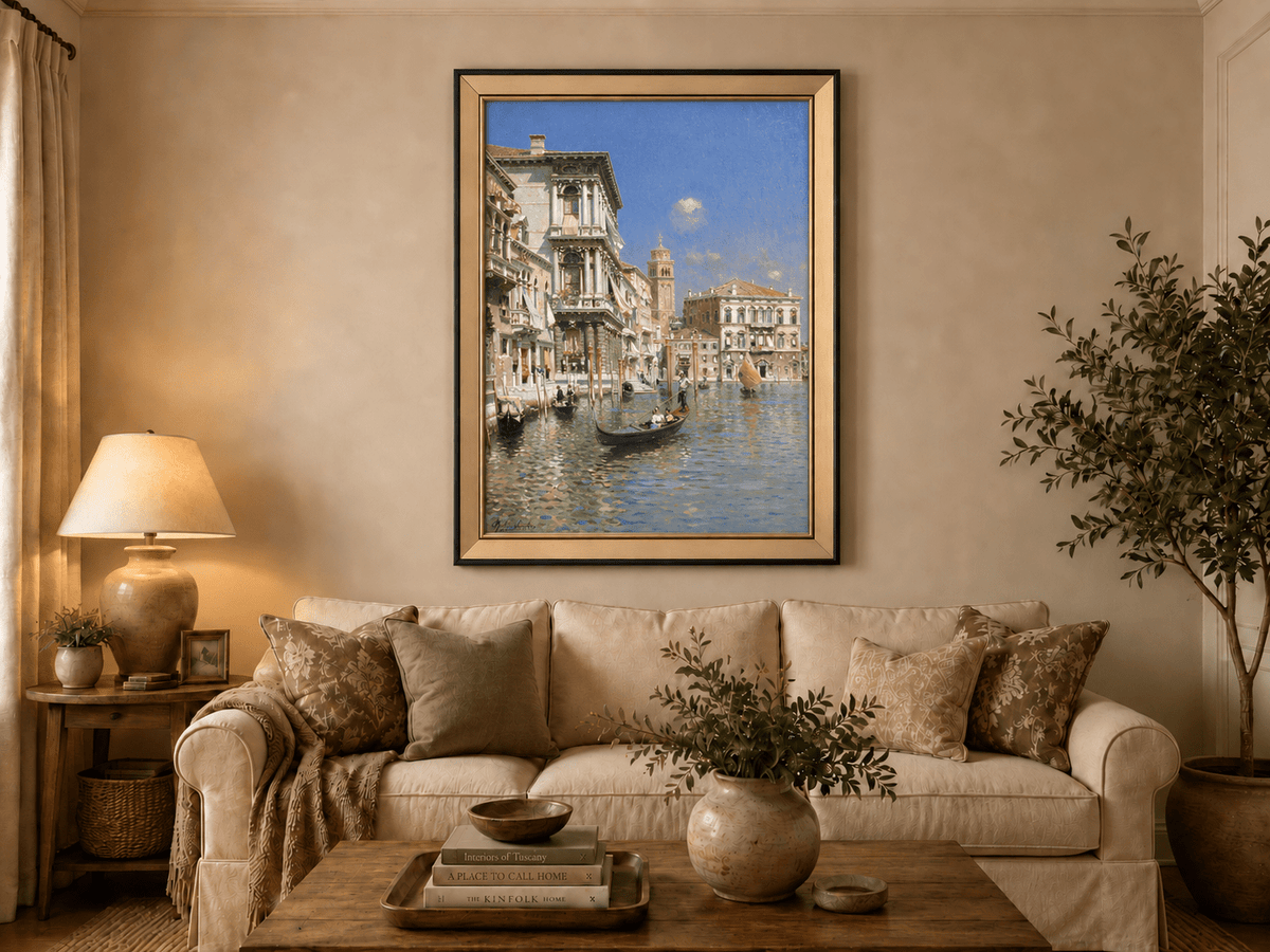 Landschaft Ölgemälde - Venedig Kanal Gondel, Historische Paläste