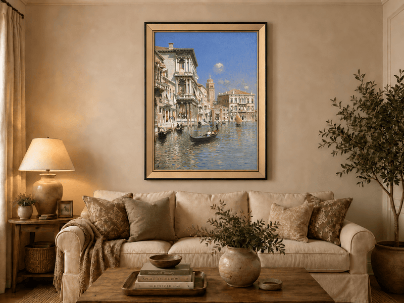 Landschaft Ölgemälde - Venedig Kanal Gondel, Historische Paläste
