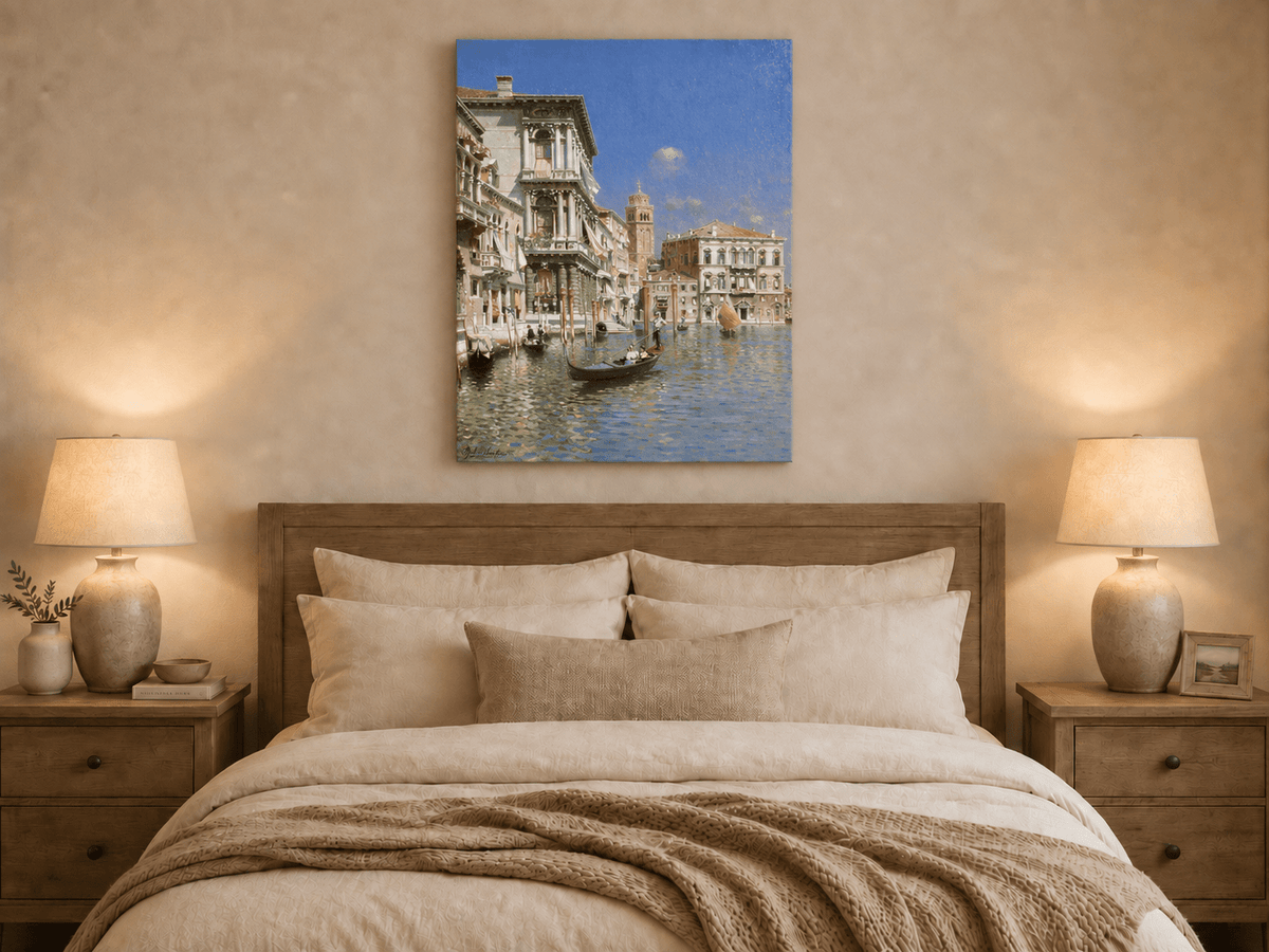 Landschaft Ölgemälde - Venedig Kanal Gondel, Historische Paläste