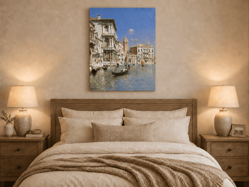 Landschaft Ölgemälde - Venedig Kanal Gondel, Historische Paläste