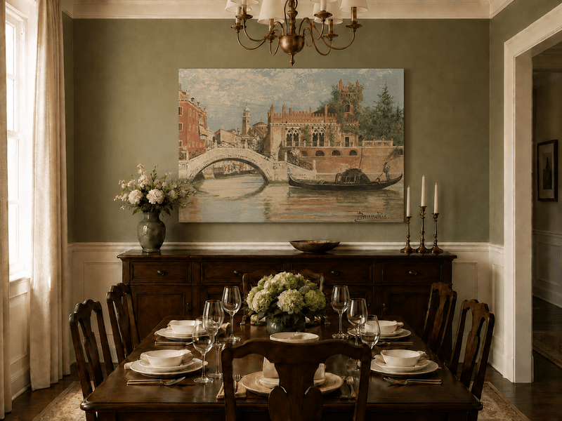Landscape Oil Painting - Venice Canal with Bridge & Gondola