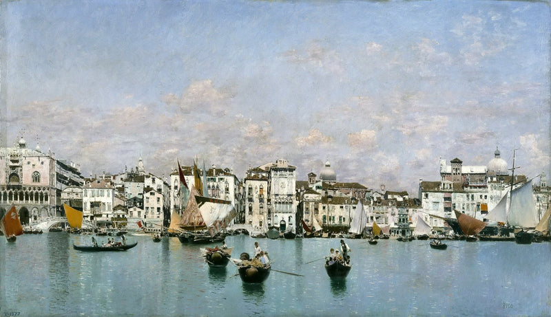 Landscape Oil Painting - Venice Canal with Gondolas and Boats - Oil Painting Haven