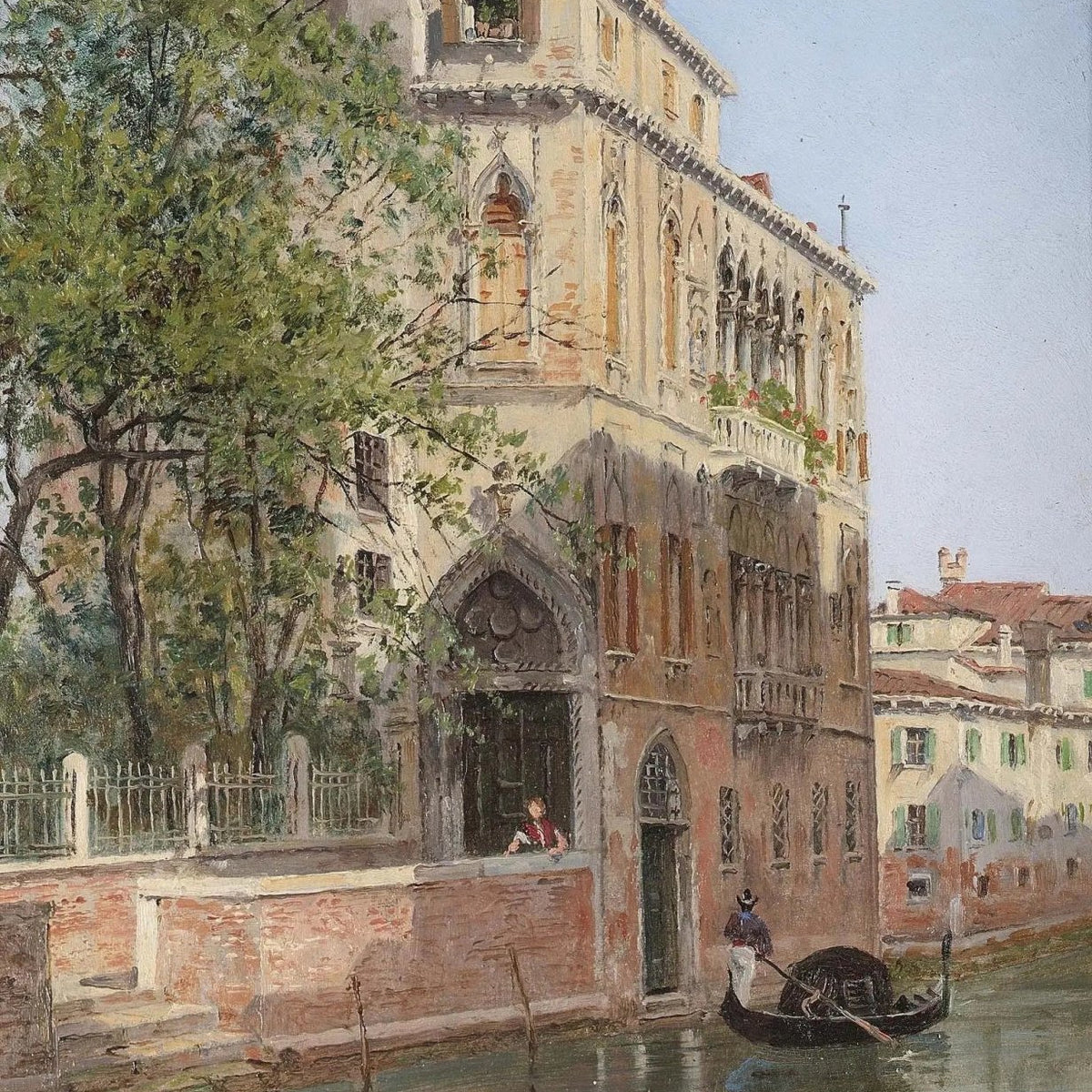 Landscape Oil Painting - Venice Canal with Palace & Gondola - Oil Painting Haven