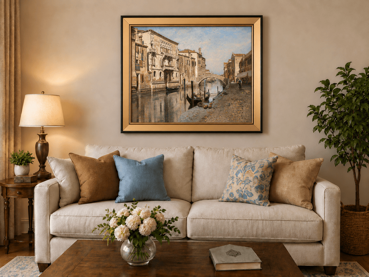 Landscape Oil Painting - Venice Cityscape & Ornate Buildings