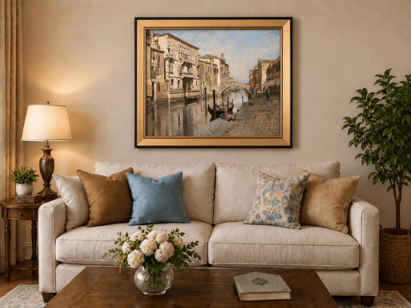 Landscape Oil Painting - Venice Cityscape & Ornate Buildings