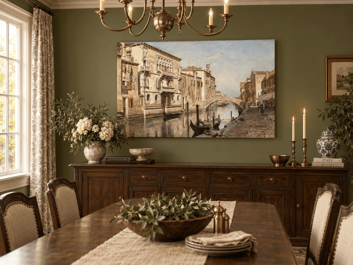 Landscape Oil Painting - Venice Cityscape & Ornate Buildings