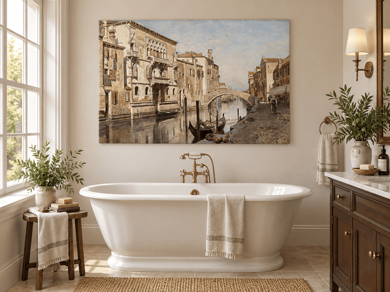 Landscape Oil Painting - Venice Cityscape & Ornate Buildings