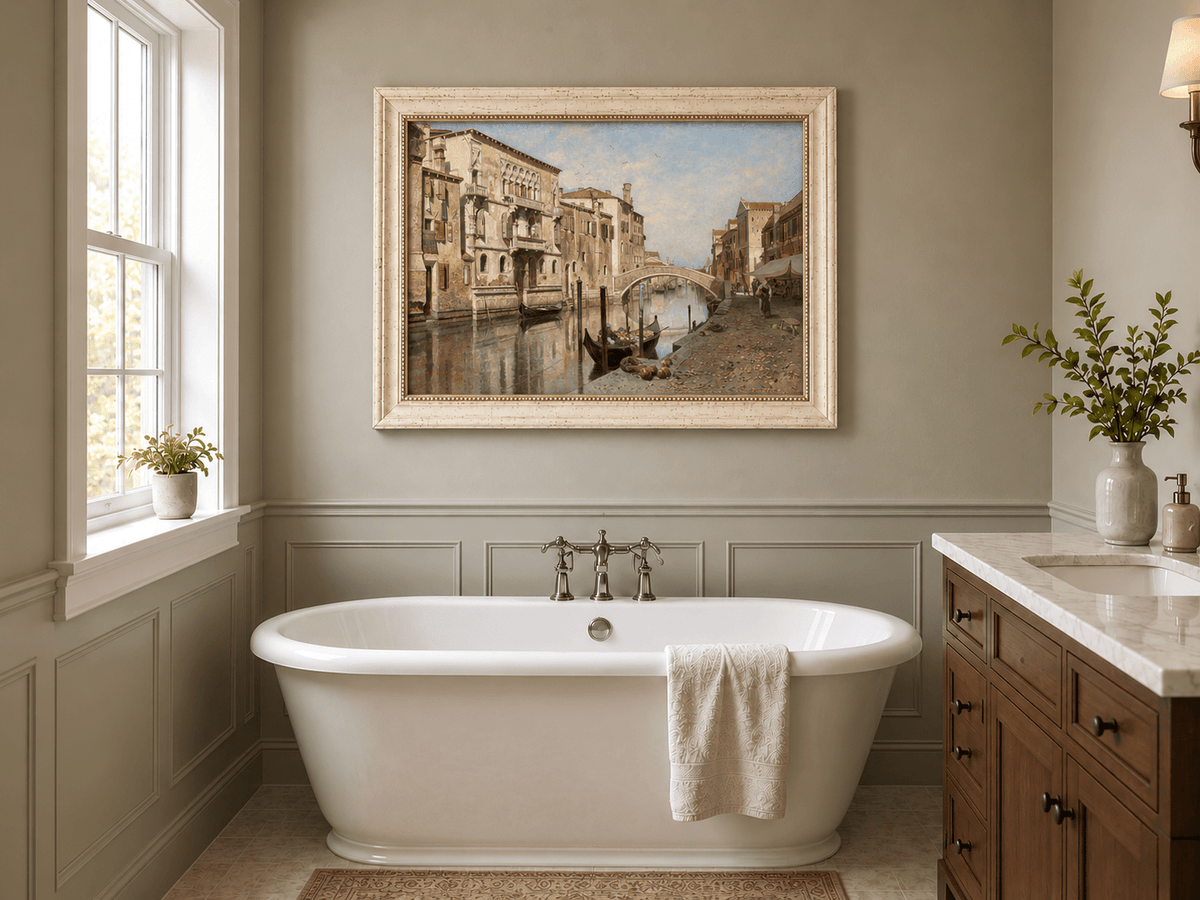 Landscape Oil Painting - Venice Cityscape & Ornate Buildings