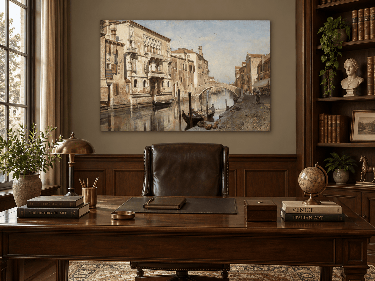 Landscape Oil Painting - Venice Cityscape & Ornate Buildings
